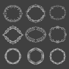 Collection of hand drawn wreaths. Cute template design elements. Vector illustration.