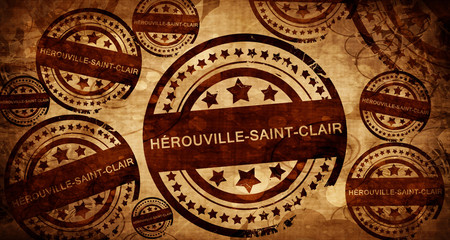 herouville-saint-clair, vintage stamp on paper background