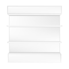 VECTOR: White gray POS POI Outdoor/Indoor 3D Empty Showcase Display on Isolated white background. Mock-up template ready for design.