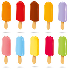 multicolor Ice cream and popsicles isolated on white background