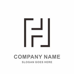 Monogram Letter H Geometric Square Strips Architecture Interior Furnishing Business Company Stock Vector Logo Design Template
