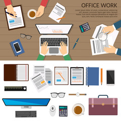 Simple and flat design set of business concept, training, meeting, agreement or partnership. Character of businesspeople, group, diverse. Office work vector background set.