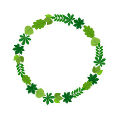 vector frame with spring green leaves