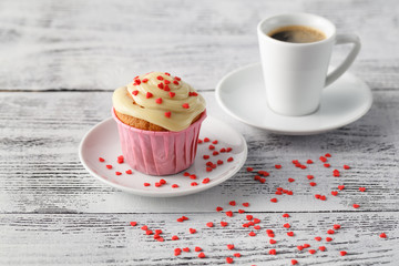 Expresso coffee cup and muffins