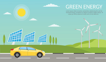 Ecology energy car infographic vector elements illustration and environmental eco risks and pollution. City life set