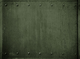 old military metal green armor background with rivets