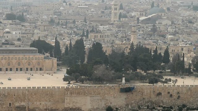 Dome of the Rock as viewed from the Mount of Olives, Jerusalem, Israel.