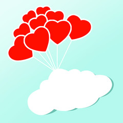 Wolke mit Herzluftballons
