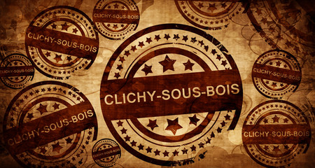 clichy-sous-bois, vintage stamp on paper background