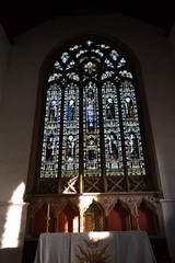 church stained glass window church interior 