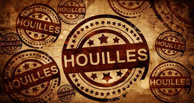 houilles, vintage stamp on paper background