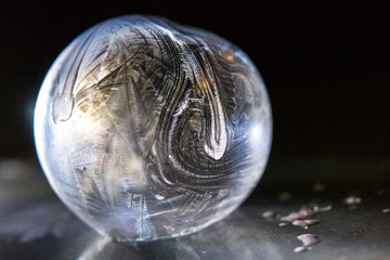Frozen bubble with ice crystals