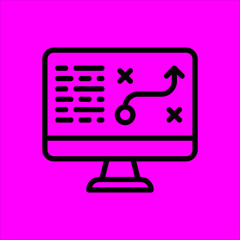 analytic graph on monitor icon flat disign