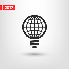 GLOBAL Light bulb  icon, vector illustration. Flat design style