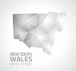 New South Wales polygonal grey and silver mosaic shadow map