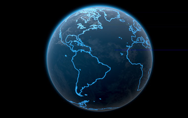 Fototapeta na wymiar Planet With Illuminated Continents
