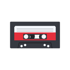 Isolated cassette icon on white background. Symbol of 90s.