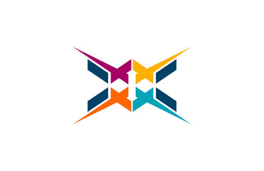 x colorful hexagon logo