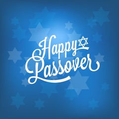Naklejka premium happy passover card with blue bokeh background