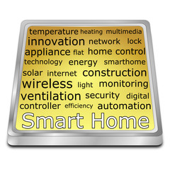Smart Home Wordcloud Button - 3D illustration
