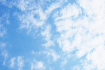 Clearly bright blue sky with a group of white cloud.