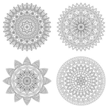 Set of floral mandalas, vector illustration