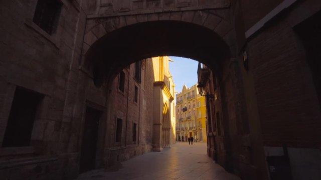 Valencia Spain 25 December 2016: City Center with Arch Architecture