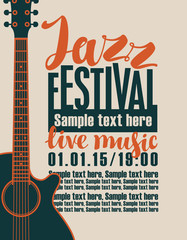 vector banner for the concert of jazz live music with a guitar
