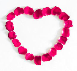 beautiful heart of pink rose petals