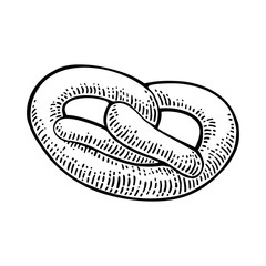 Pretzel. Vector black hand drawn vintage engraving
