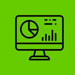 analytic graph on monitor icon flat disign