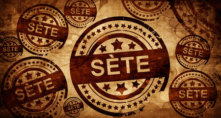 sete, vintage stamp on paper background