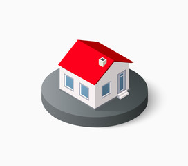 Real Estate isometric building icon for web and mobile includes urban element in a flat style. Modern minimalistic color design