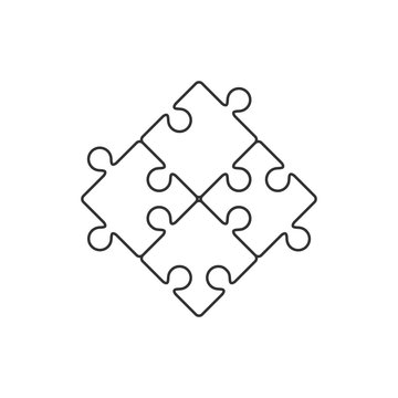 recommend clip art: Four piece puzzle line icon