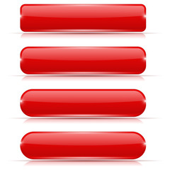 Red glass buttons. Rectangle and oval web icons