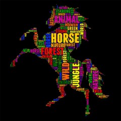
horse Typography word cloud colorful Vector illustration
