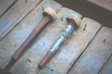 Native instruments of Myanmar, vintage filter image