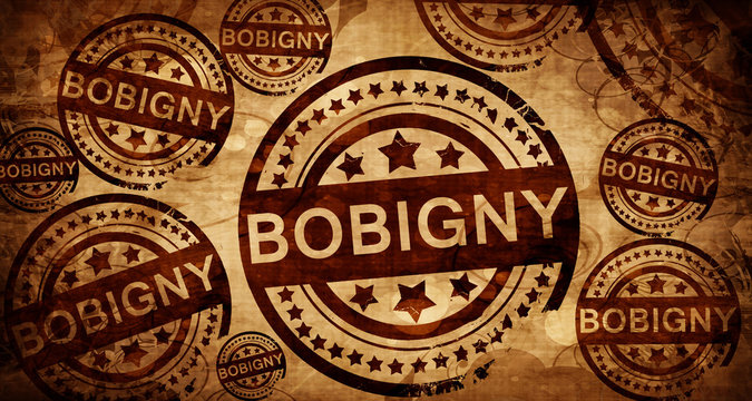 bobigny, vintage stamp on paper background