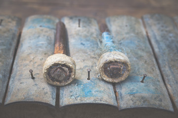 Native instruments of Myanmar, vintage filter image