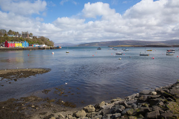 Tobermory bay Isle of Mull Scotland uk in Scottish Inner Hebrides on a beautiful spring day with sunshine