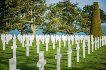 White crosses in American Cemetery, Omaha Beach, Normandy, Franc