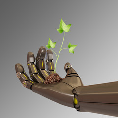 robot protecting environment, 3d rendering