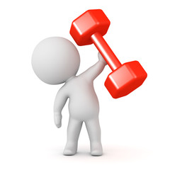 3D Character Holding Up a Fitness Weight