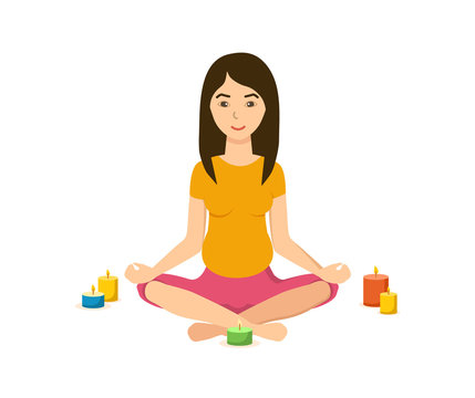 Girl is engaged in the lotus position in yoga, meditation.