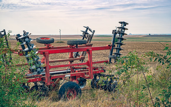 The disk harrow. Agricultural machinery for processing soil