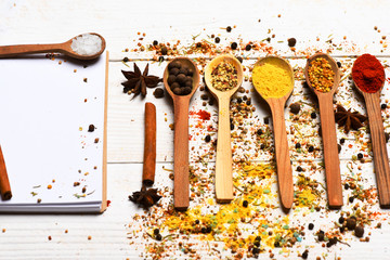 set of various aromatic spices