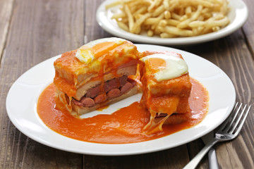 homemade francesinha, portuguese sandwich