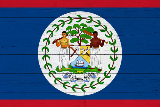 Flag of Belize on wooden background