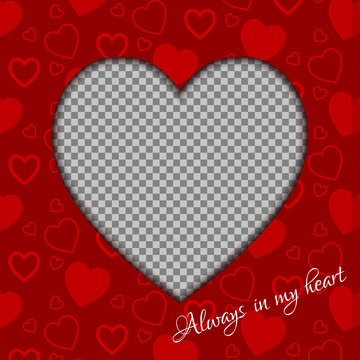 Vector Valentines day background from red hearts and place for your photo.