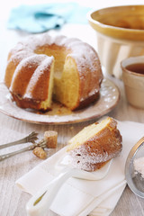 Homemade cake and cup of tea